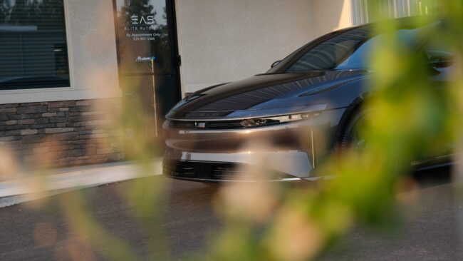 Ceramic coating maintenance front view of lucid air