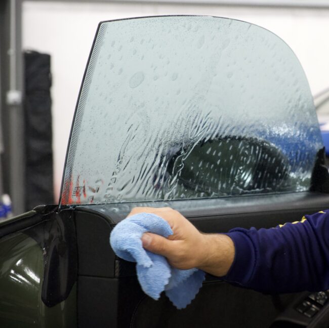 Installing window tint on glass